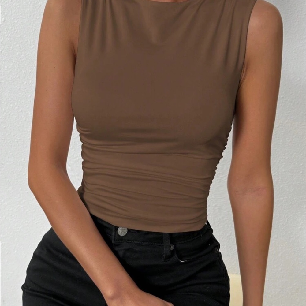 Sleeveless Brown Women's Top